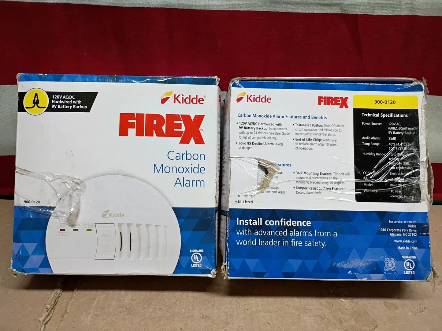 2-Pack | Carbon Monoxide Alarm, Kidde 120V Direct Wire Battery Backup 900-0120