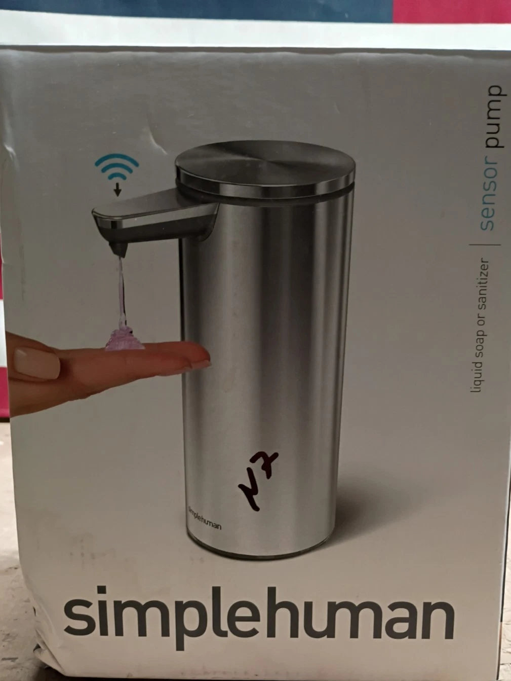 Simple Human Liquid Soap or Sanitizer Dispenser with Sensor Pump Nib Open Box
