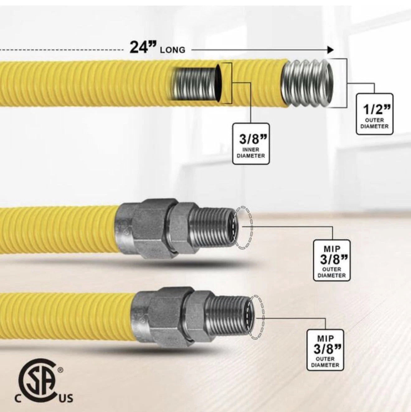 8pk Gas Connector With Fittings Gas Connector 1\2 In 24in Open Box