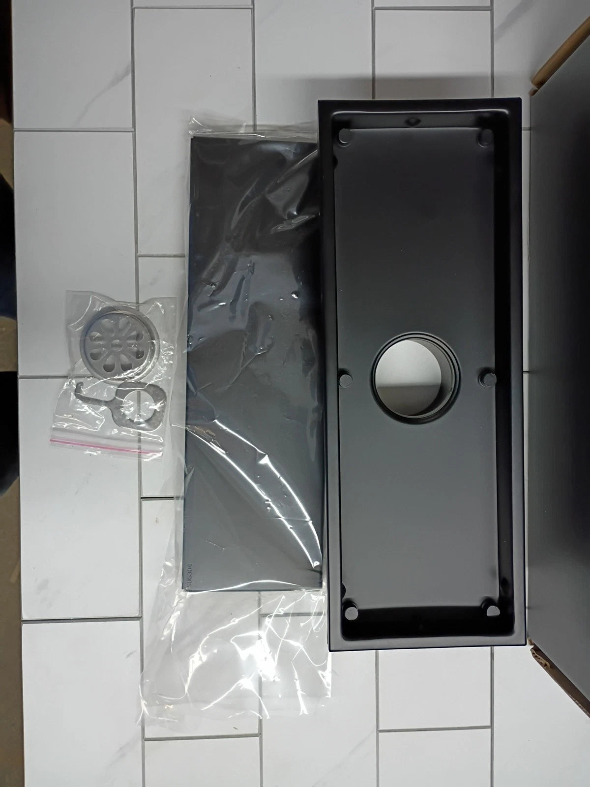 Rectangular Shower Drain Odor-proof Floor Drain 12x4 Inch Black