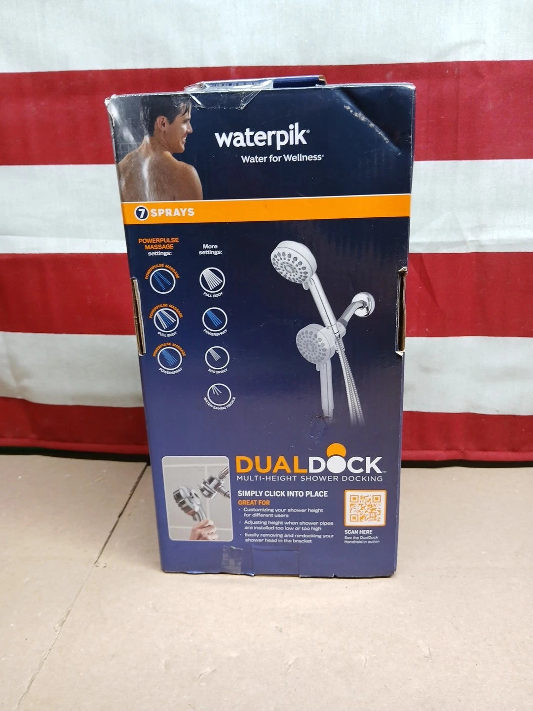 Waterpik PowerPulse Dual Dock Multi-Height 7 Spray Handheld Shower Head Chrome