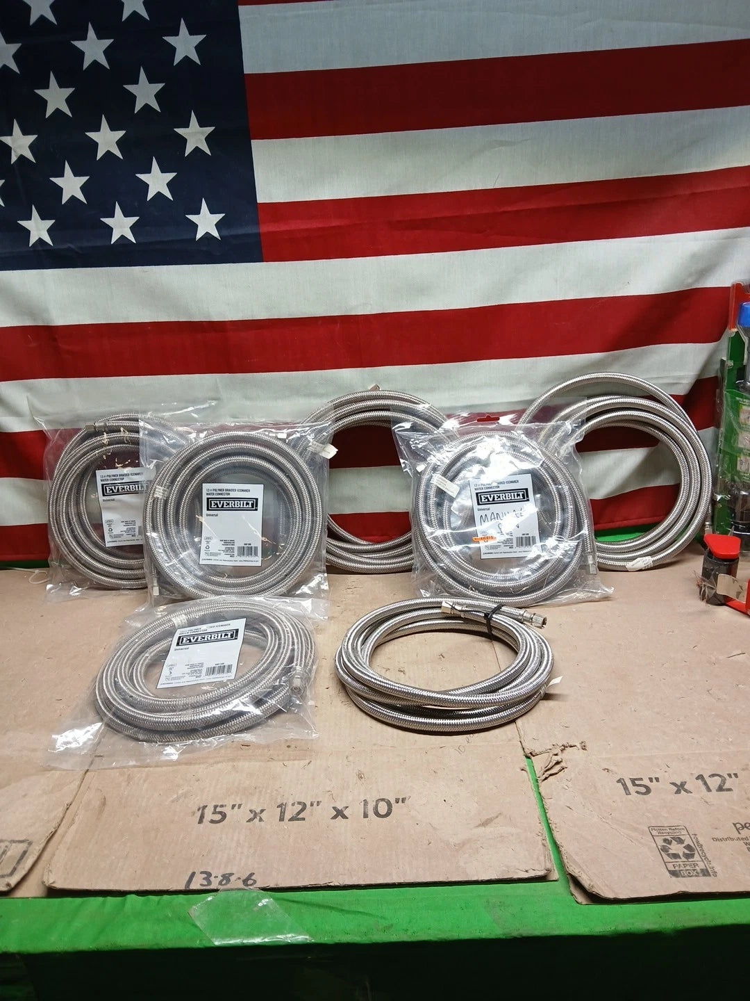 Lot of 7 - 12 Ft Polymer Braided Icemaker Water Connector Supply Hose NEW IN OB