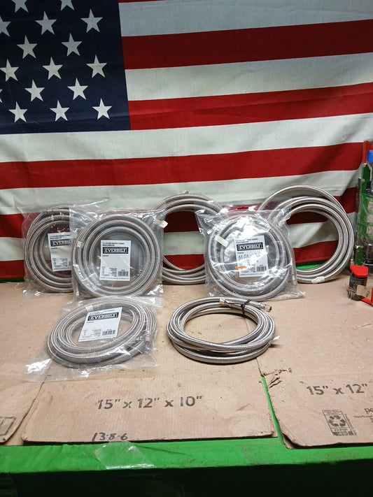 Lot of 7 - 12 Ft Polymer Braided Icemaker Water Connector Supply Hose NEW IN OB