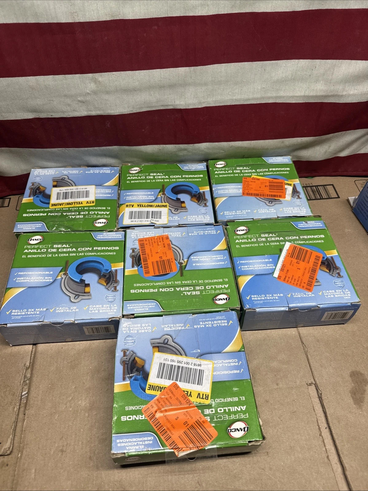 7pk Danco Perfect Seal, 10826, Toilet WaxRing Missing Bolts, OB
