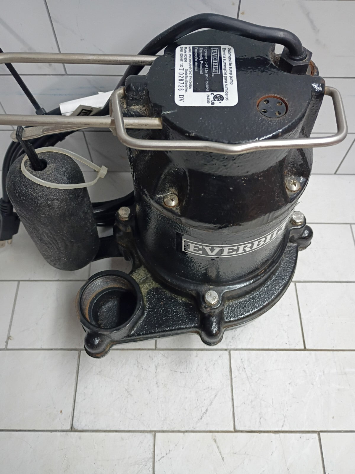 Everbilt  HDS50 1/2 HP Cast Iron Sump Pump Used, Read Description.