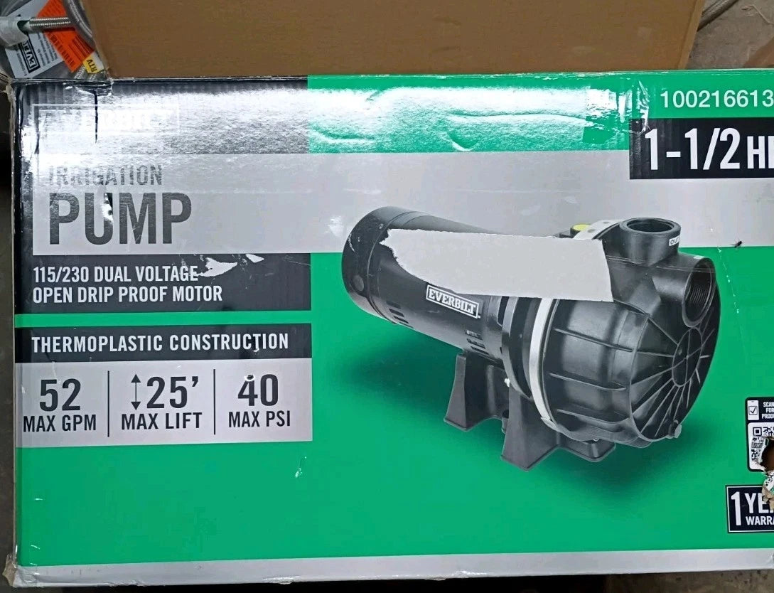 Everbilt HDLS15P Lawn Irrigation Pump Plastic 1-1/2HP NEW OPEN BOX
