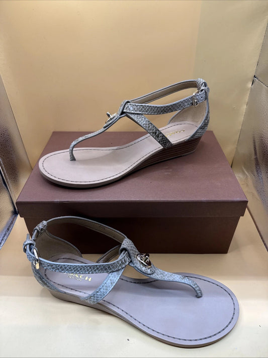 Coach New York Ingrid Natural Snake Print Sandals Size 7M Women's New With Box!