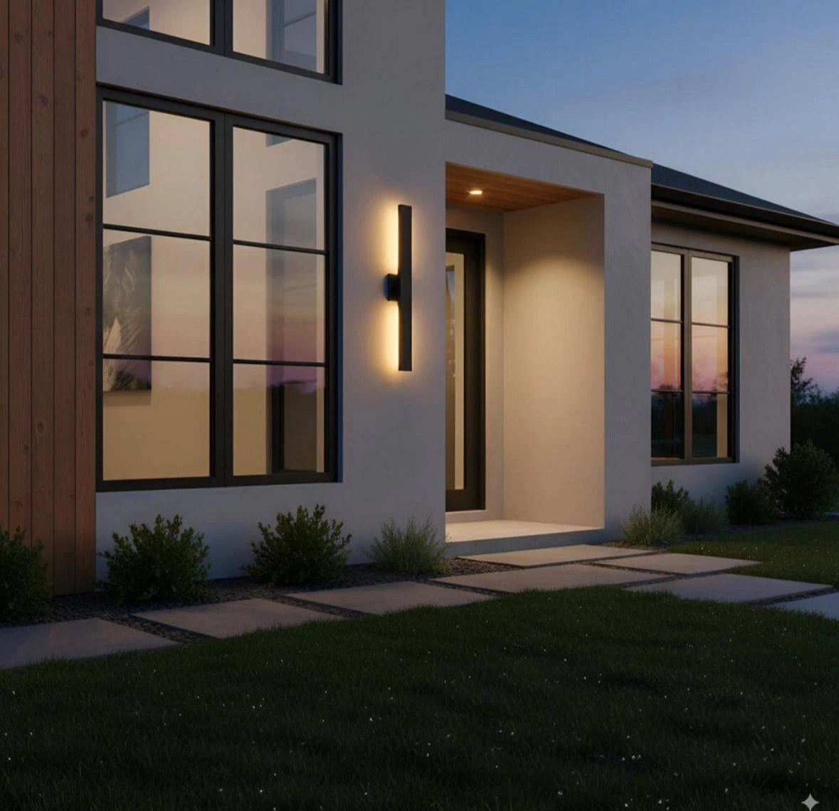 32 in. H 2-Light Matte Black Aluminum Hardwired LED Outdoor Wall Lantern Sconce