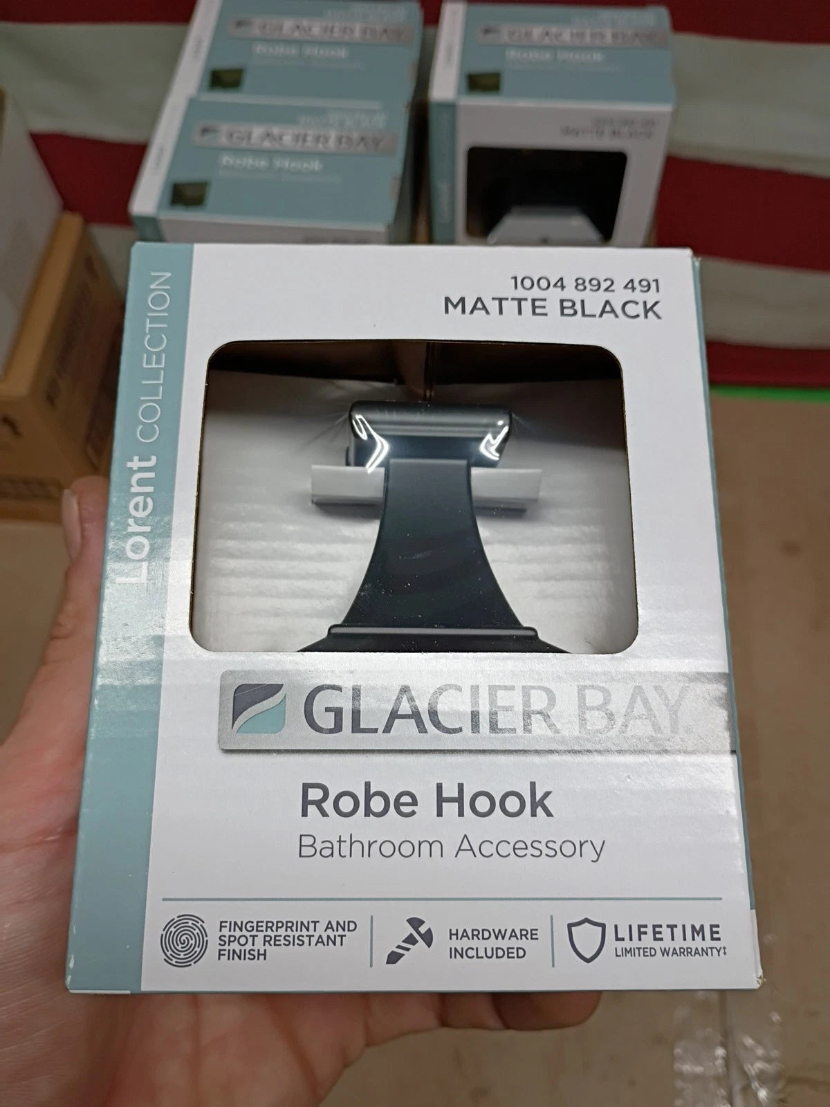 4PK Glacier Bay BTH-003-110 Lorent Robe Hook in Matte Black