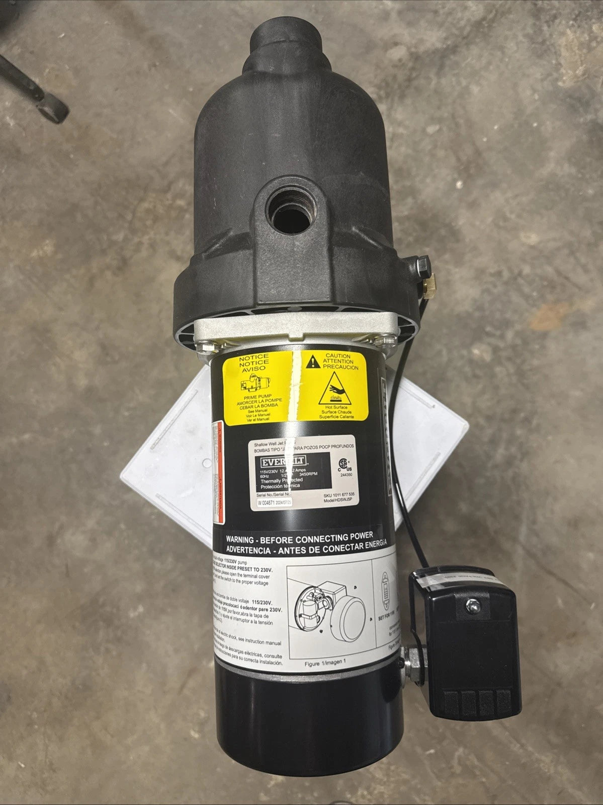 Everbilt 1/2 HP Shallow Well Jet Pump 1011677535 Read Description*