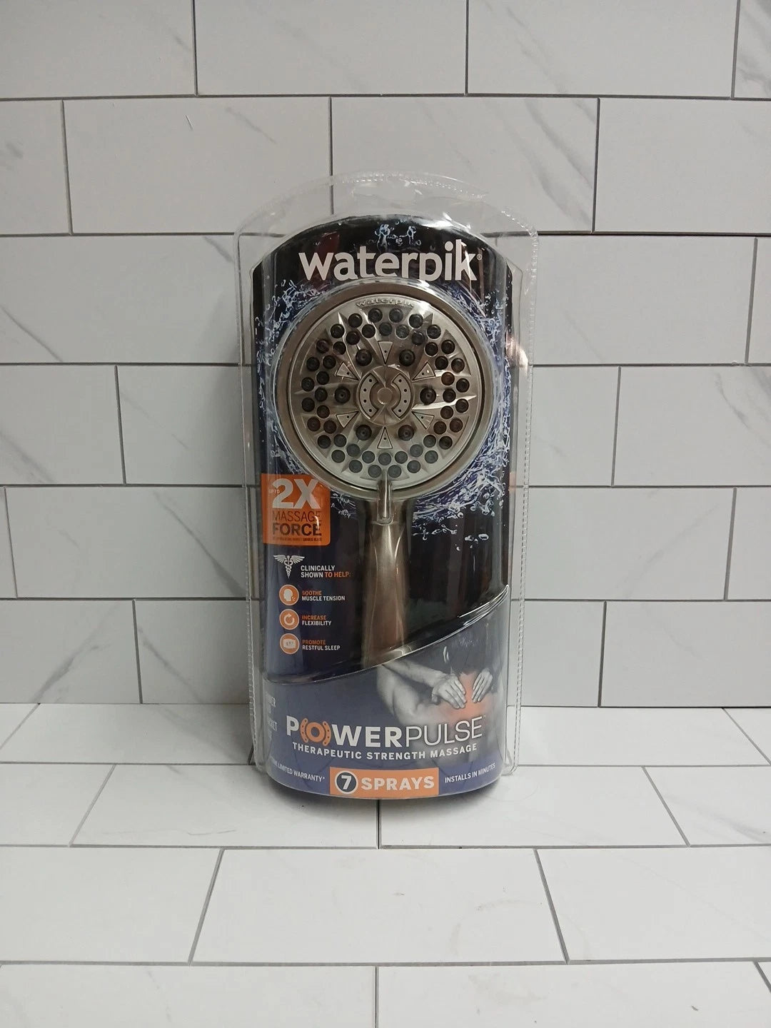 Waterpik PowerPulse Massage Hand Held Shower Brushed Nickel 7 Settings