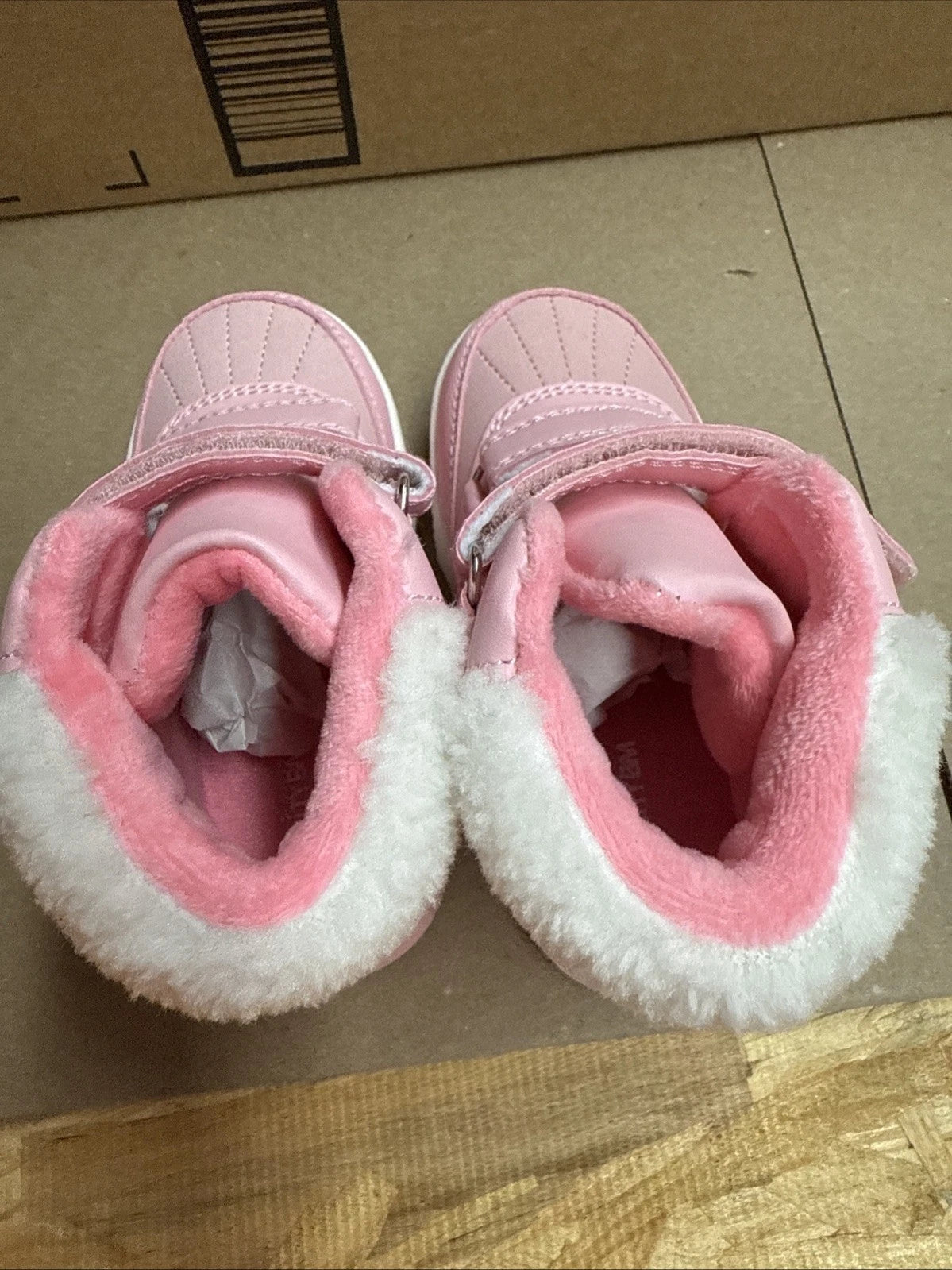 BMCiTYBM Baby Fur Lined Snow Boots pink Strap size 8