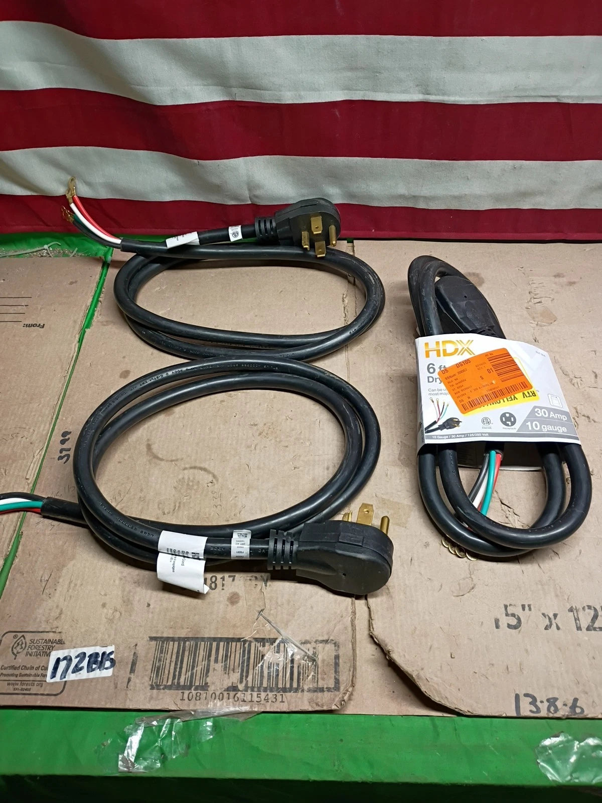 3pck HDX HD#601-004 6 ft. 10/4 30 Amp 4-Prong Dryer Power Cord, Open Box,