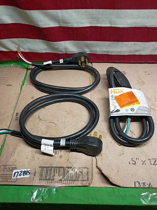 3pck HDX HD#601-004 6 ft. 10/4 30 Amp 4-Prong Dryer Power Cord, Open Box,