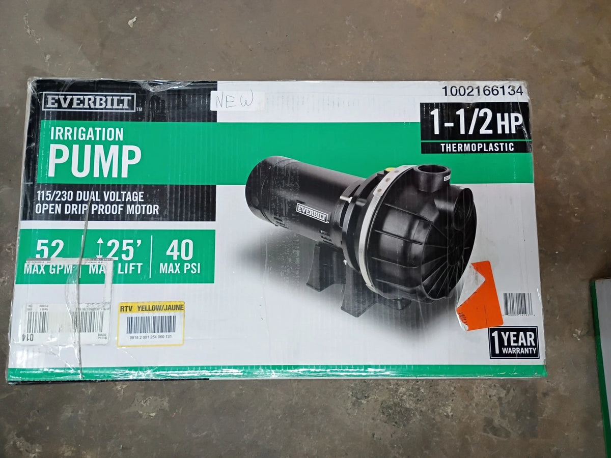 Everbilt HDLS15P, Lawn Irrigation Pump Plastic 1-1/2HP OPEN BOX READ DISCRIPTION