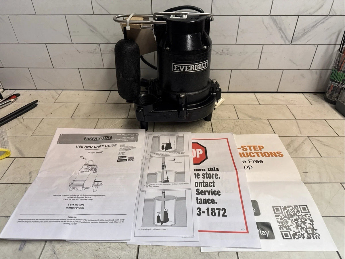 Everbilt HDS50 1/2 HP Cast Iron Pro Grade Submersible Sump Pump OPEN BOX.