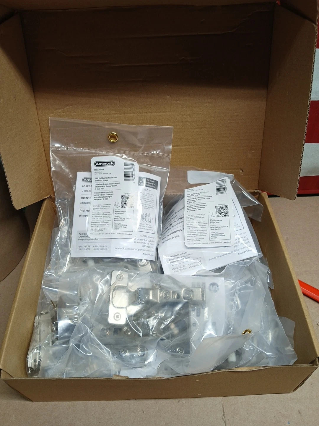 lot of 9 2PKS Amerock BP9238SCFF 1/2” Overlay Face Frame Soft Close Hinges