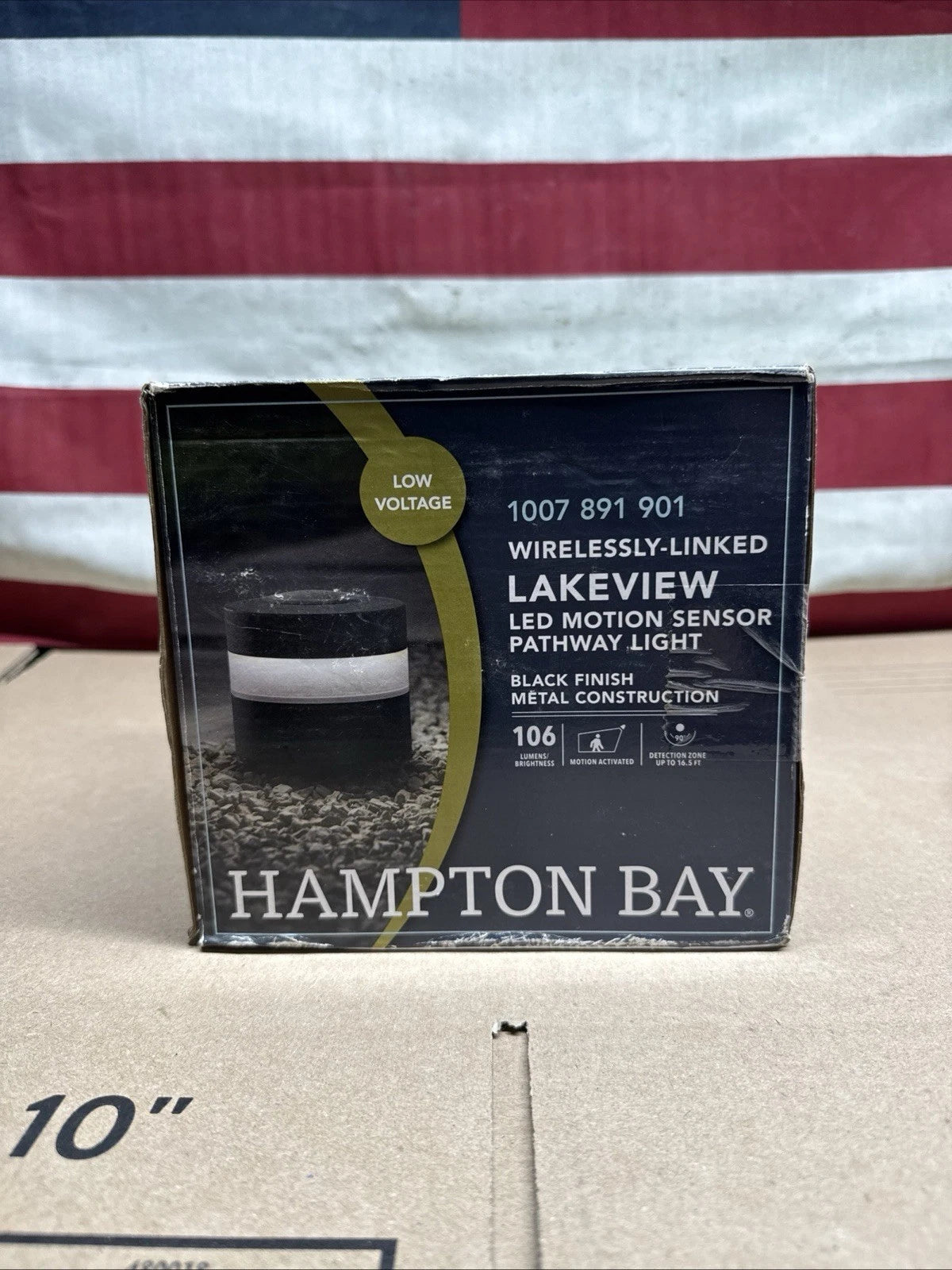 Hampton Bay Lakeview LED Motion Sensor Pathway Light Black Metal Wireless Linked