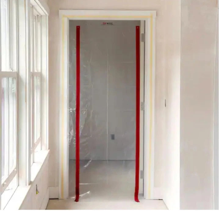 6-PACK 4 Ft. X 7.5 Ft Adhesive Zippers Standard Dust Barrier Door Kit Open Box