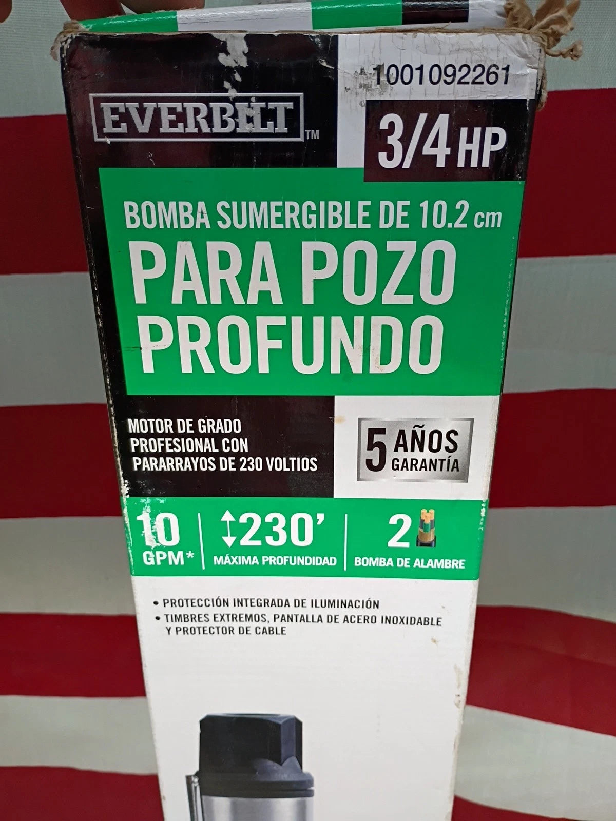 EVERBILT 3/4 HP 4" 10GPM 2 WIRE SUBMERSIBLE DEEP WELL PUMP #1001092261