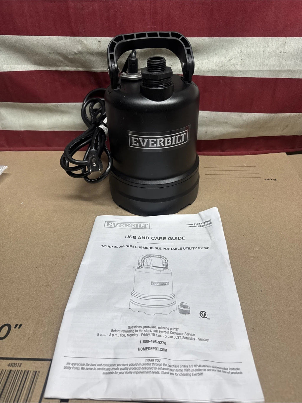 Everbilt 1/3 HP Submersible Aluminum Utility Pump Corrosion Resistant