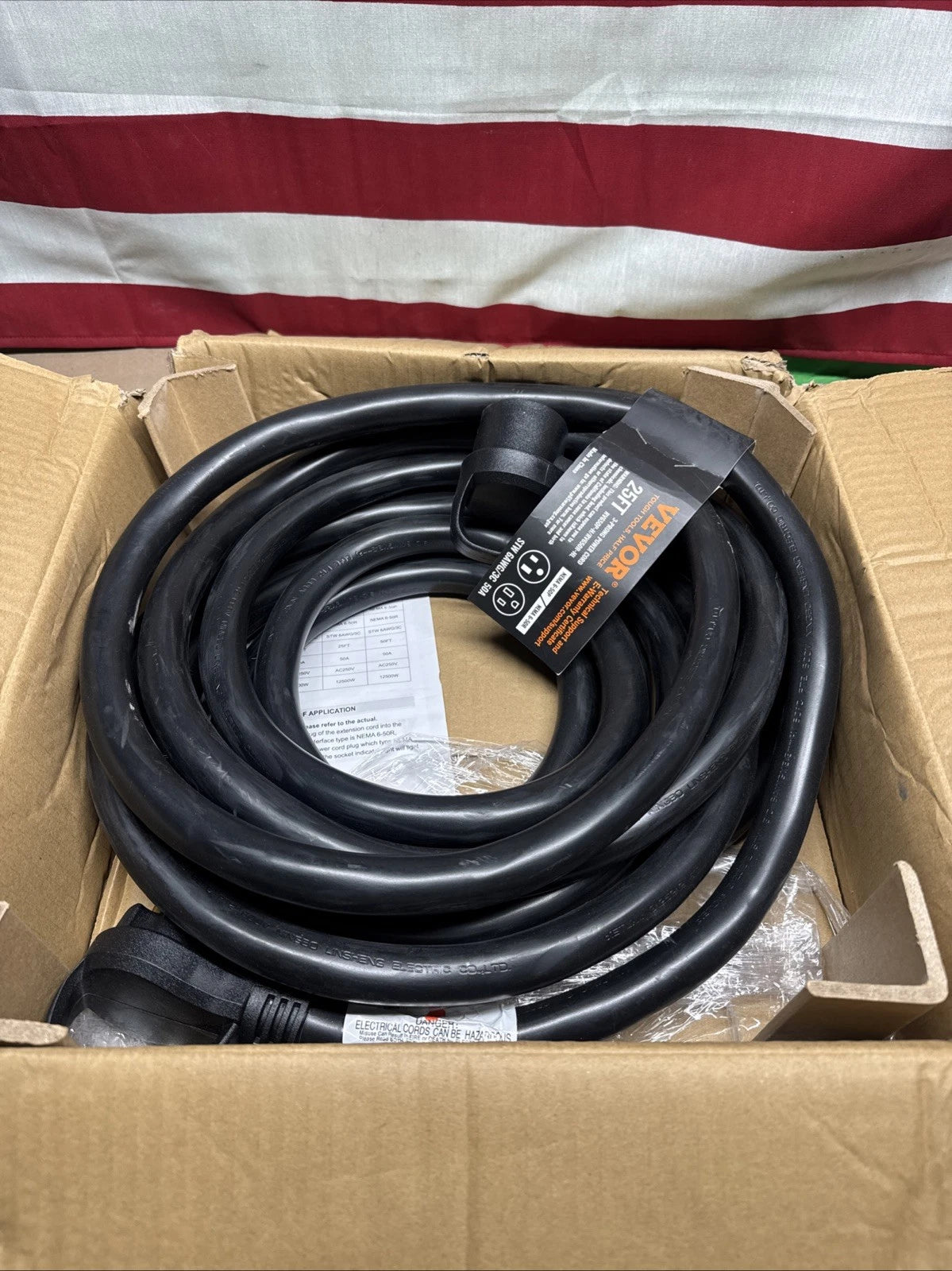 VEVOR 50-Amp Generator Extension Cord, 25 Foot, 250 Volts 12500 Watts Heavy Duty