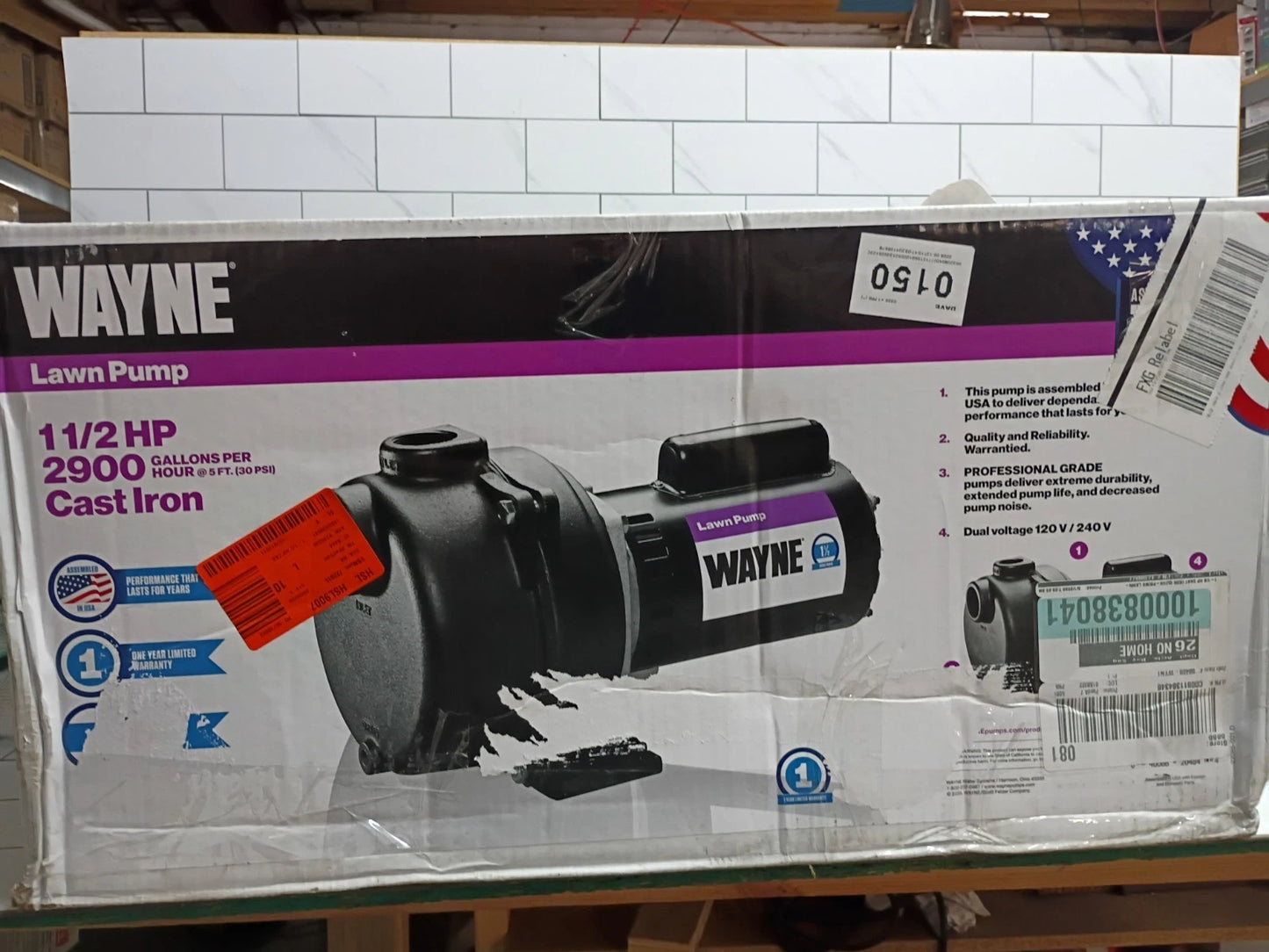 Wayne WLS150 1-1/2HP 230V Cast iron Lawn Irrigation Sprinkler pump New Open Box
