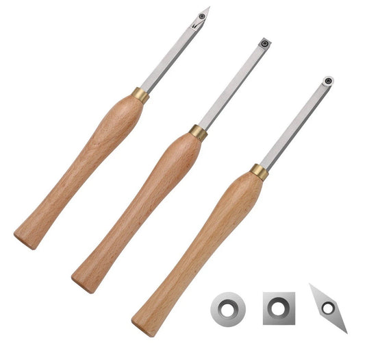 VEVOR Lathe Chisel Set 3PCS Wood Working Turning Tools Carbide Steel Toolbox