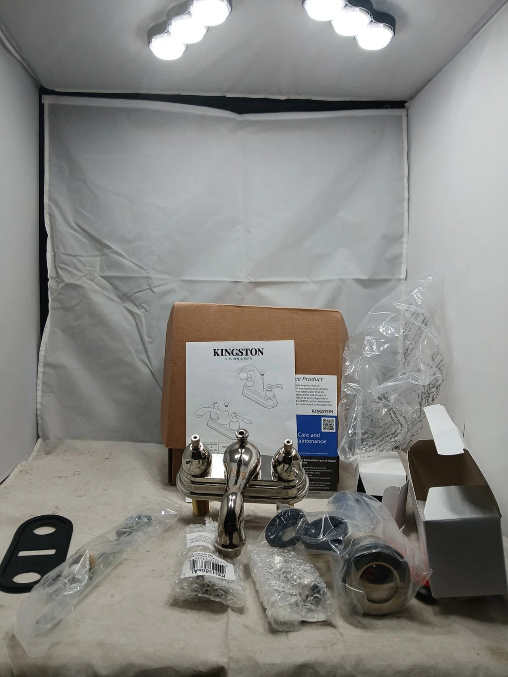 Kingston KB607B Restoration Polish Nickel Centerset Bathroom Faucet-Pop-Up (OB )