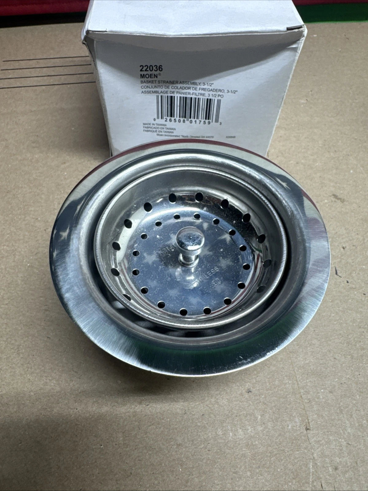 Lot Of 2: Moen 22036 Stainless Steel 3-1/2" Basket Strainer with Drain Assembly