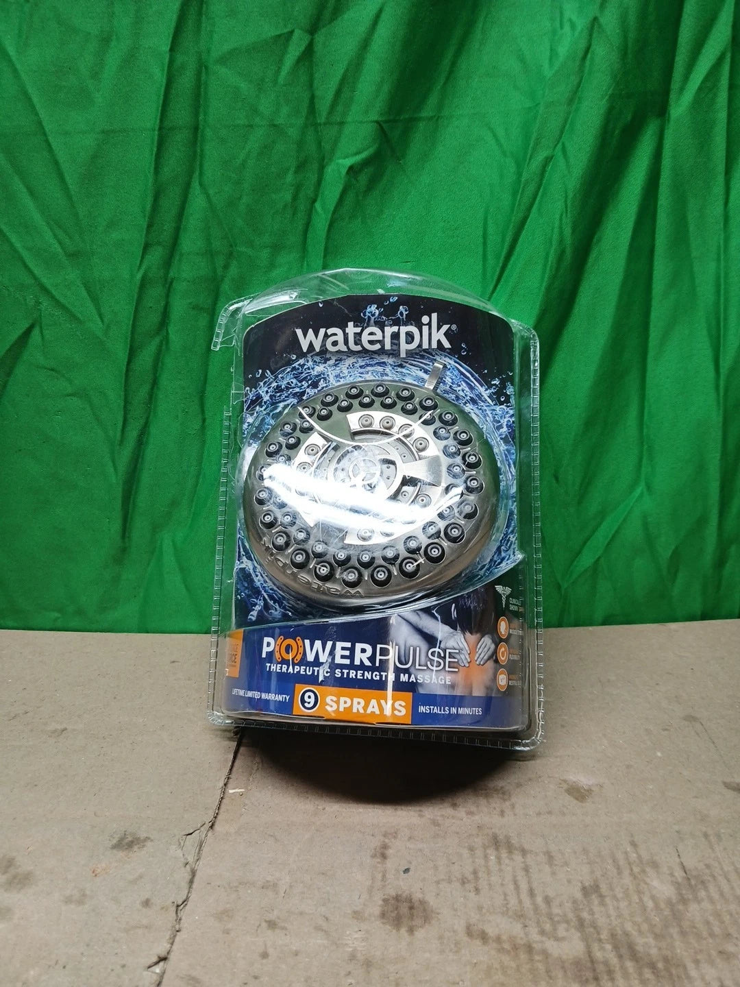 Waterpik 9 Spray 4.5” Single Wall Mount Low Flow Fixed Adjustable Brushed Nickel