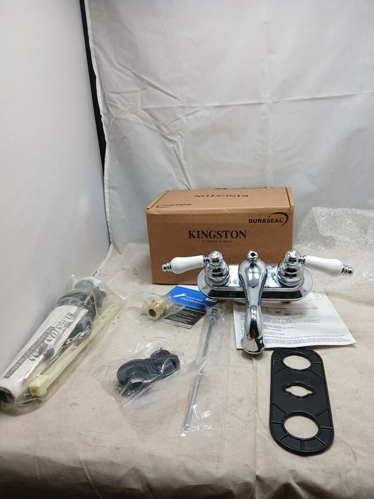 Kingston Brass KB601PL 4-Inch Centerset Lavatory Faucet Porcelain New Open Box
