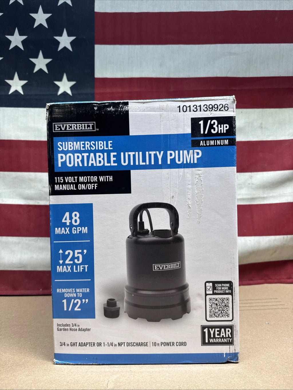 Everbilt 1/3 HP Submersible Aluminum Utility Pump Corrosion Resistant...
