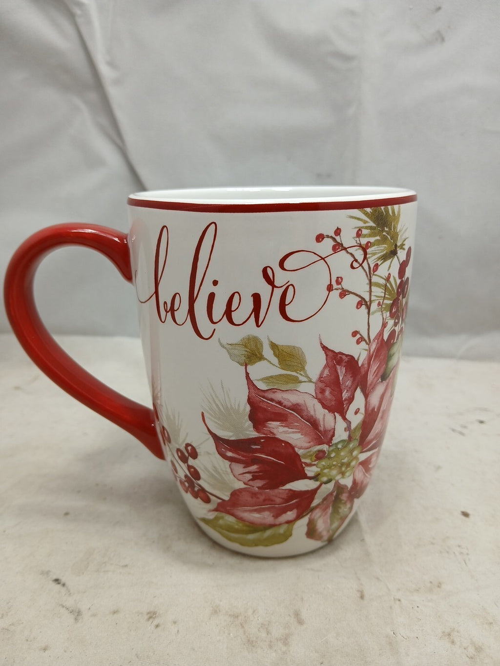 Certified International Winters Joy 22oz Mugs Set 4 Peace,Believe,Hope,Joy NWT