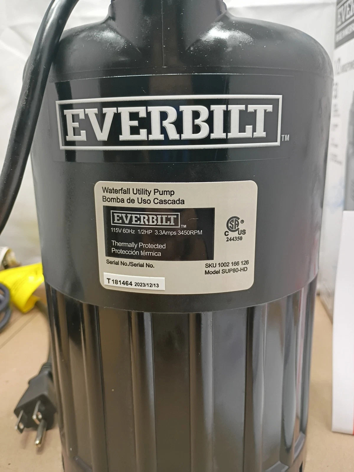 EVERBILT Waterfall & Pond Pump 1/2 HP 53 GPM 26 Ft Max Vertical Lift SUP80-HD OB