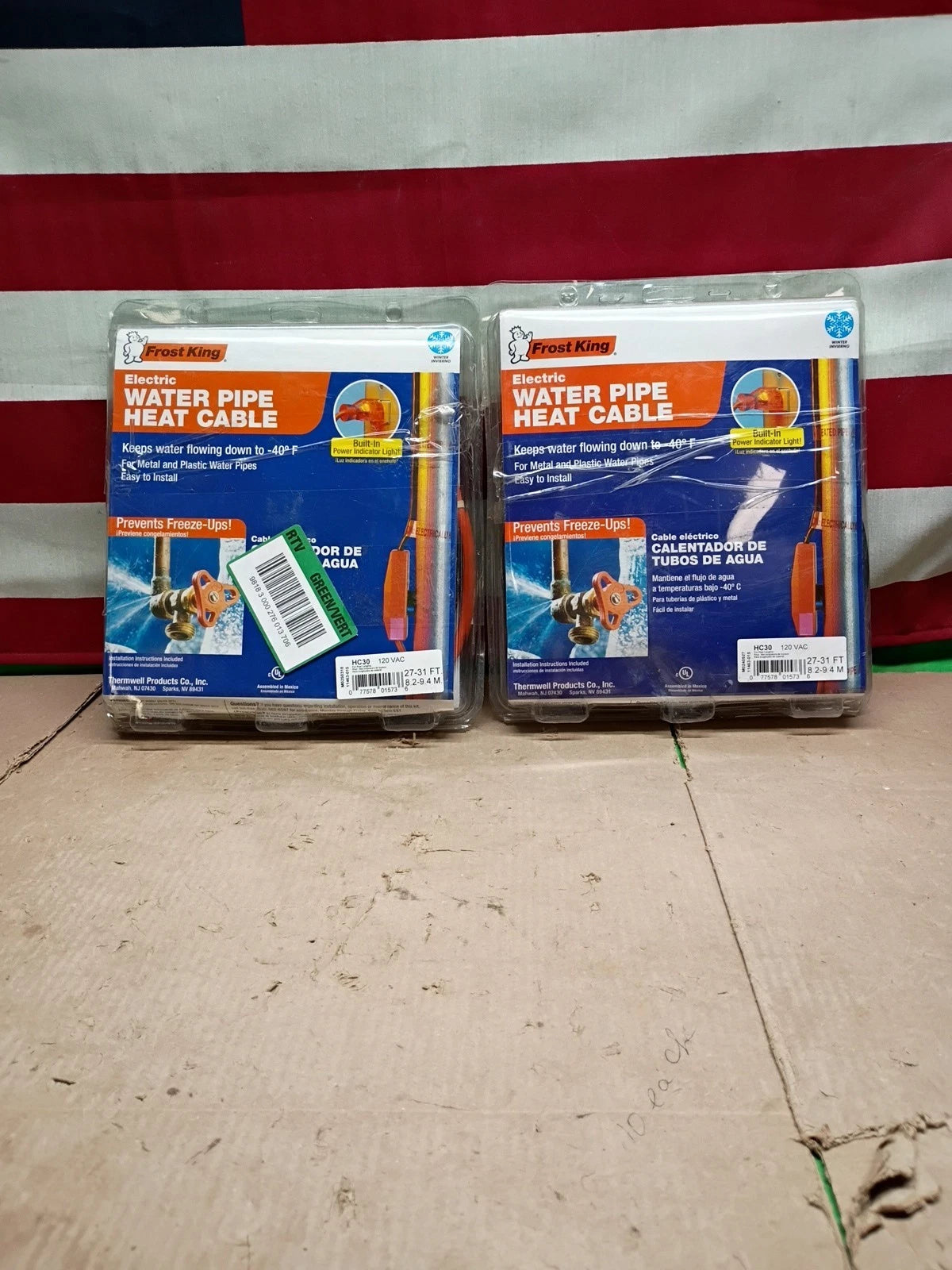 2pck 27-31 Feet Frost King Electric Water Pipe Heat Cable 27-31 Ft. HC30 OB.