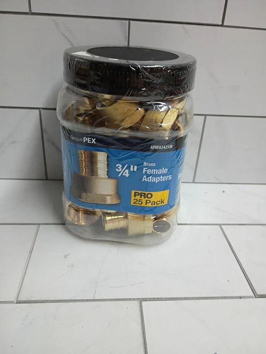 25 Pack Apollo 3/4" Pex-B x 3/4" Female NPT Threaded Adapter, Lead Free Brass