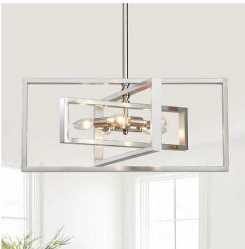 5-Light Modern Brushed Nickel Chandelier 22" Semi Flush Mount Ceiling Light...