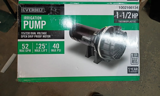 Everbilt HDLS15P Lawn Irrigation Pump Plastic 1-1/2HP 52-GPM, OPEN BOX