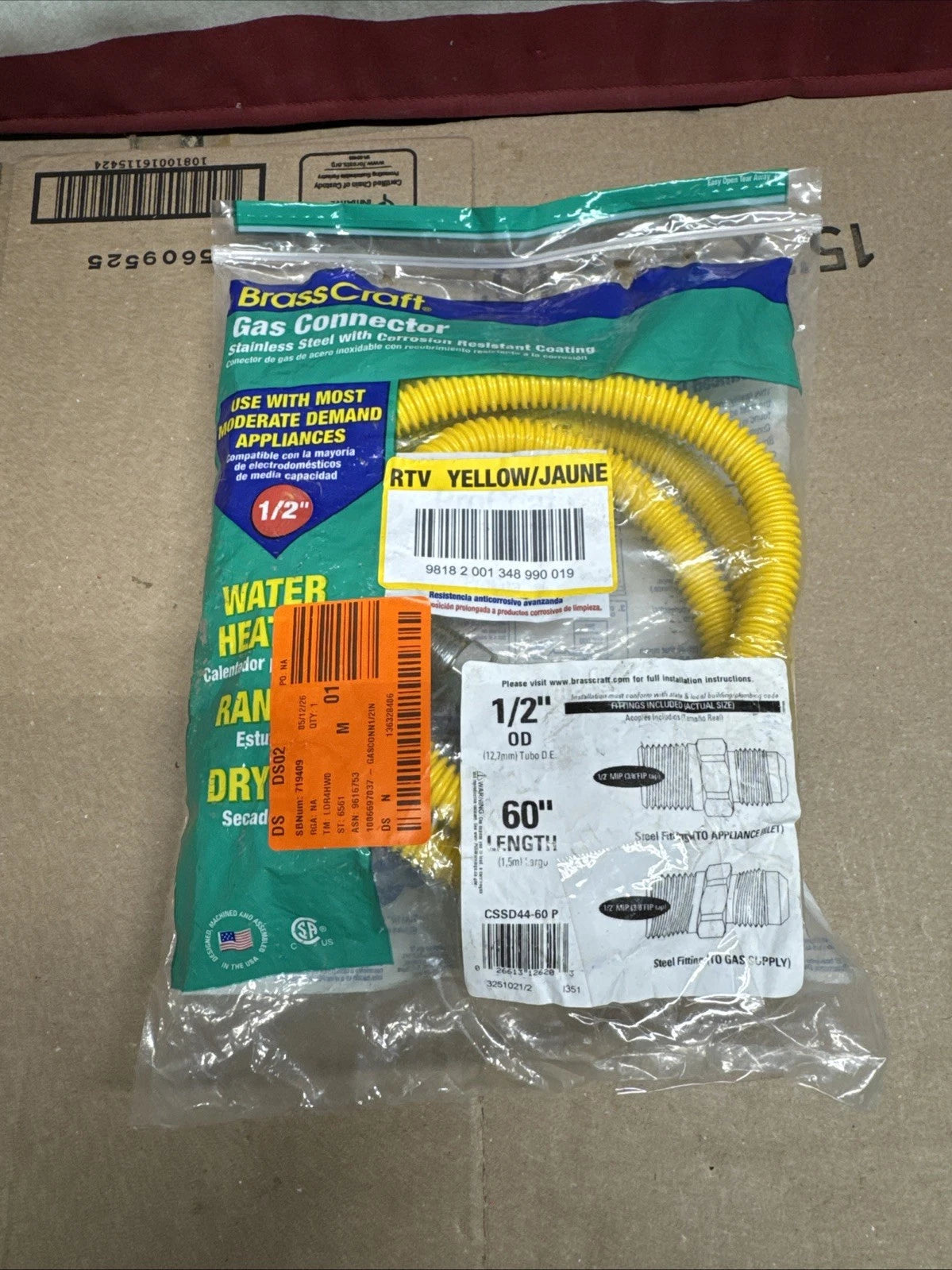 BrassCraft ProCoat Gas Connector Stainless Steel CSSD44-60 P