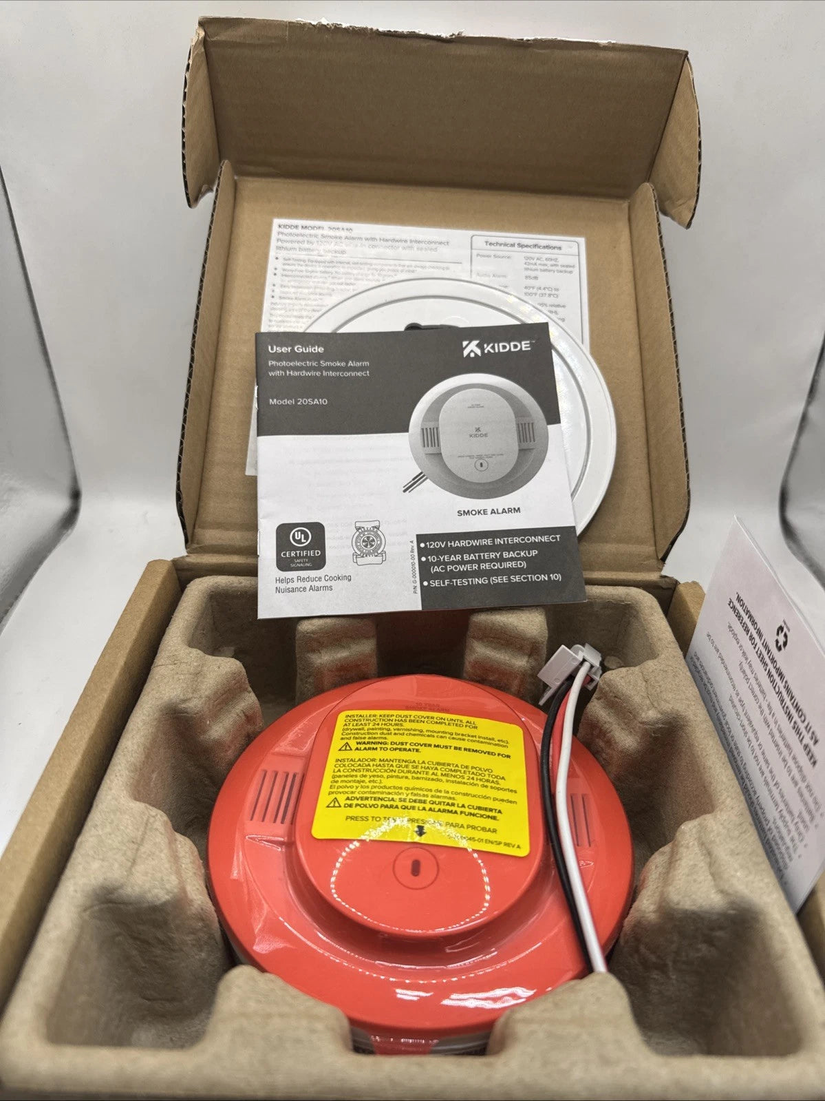 Kidde 20SA10 Hardwired Smoke Detector, 10-Year Battery, Interconnectable