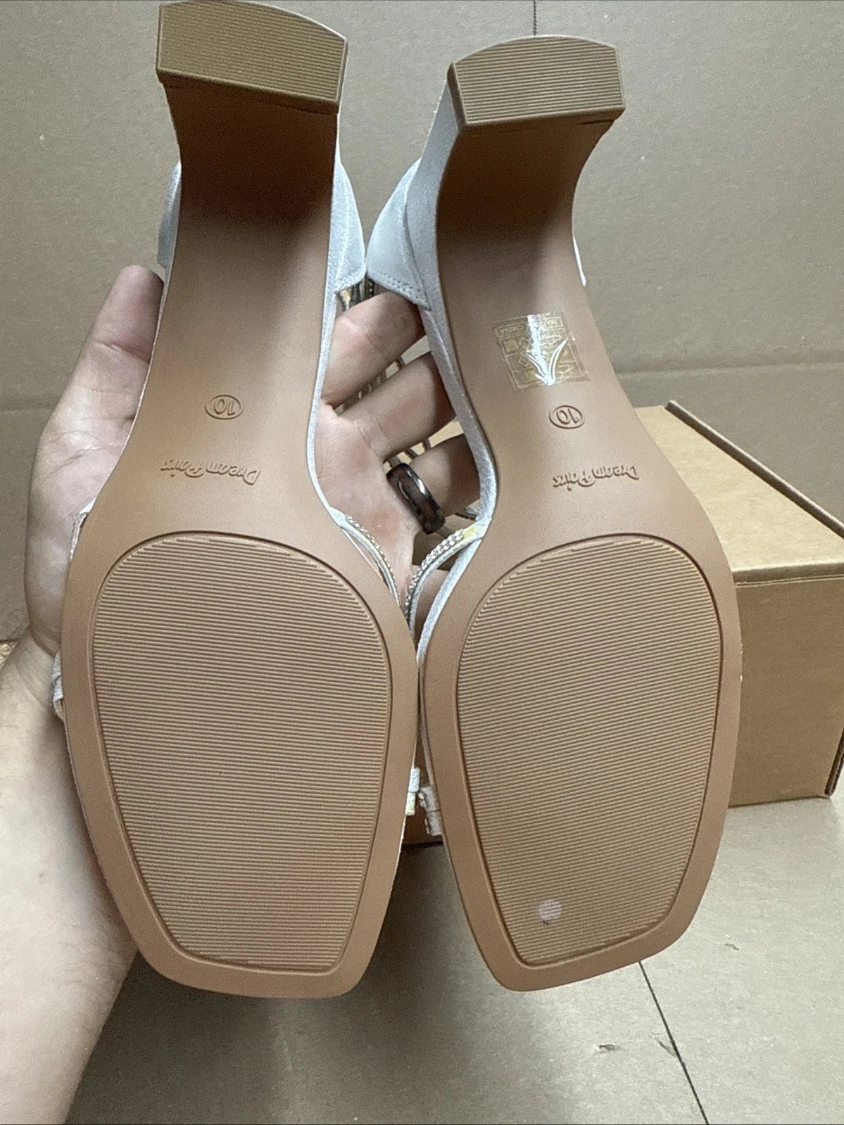 Dreamparis Women’s size 10 Rhinestone Open Square toe straps high heel Sandal