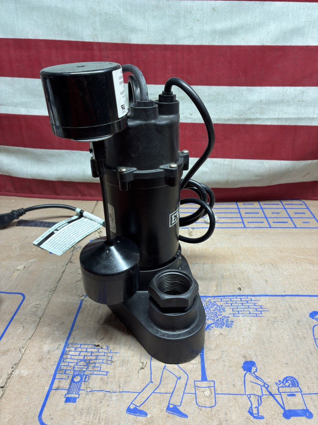Everbilt HDSP33V 1/3 HP Aluminum Sump Pump Submersible Vertical Switch used