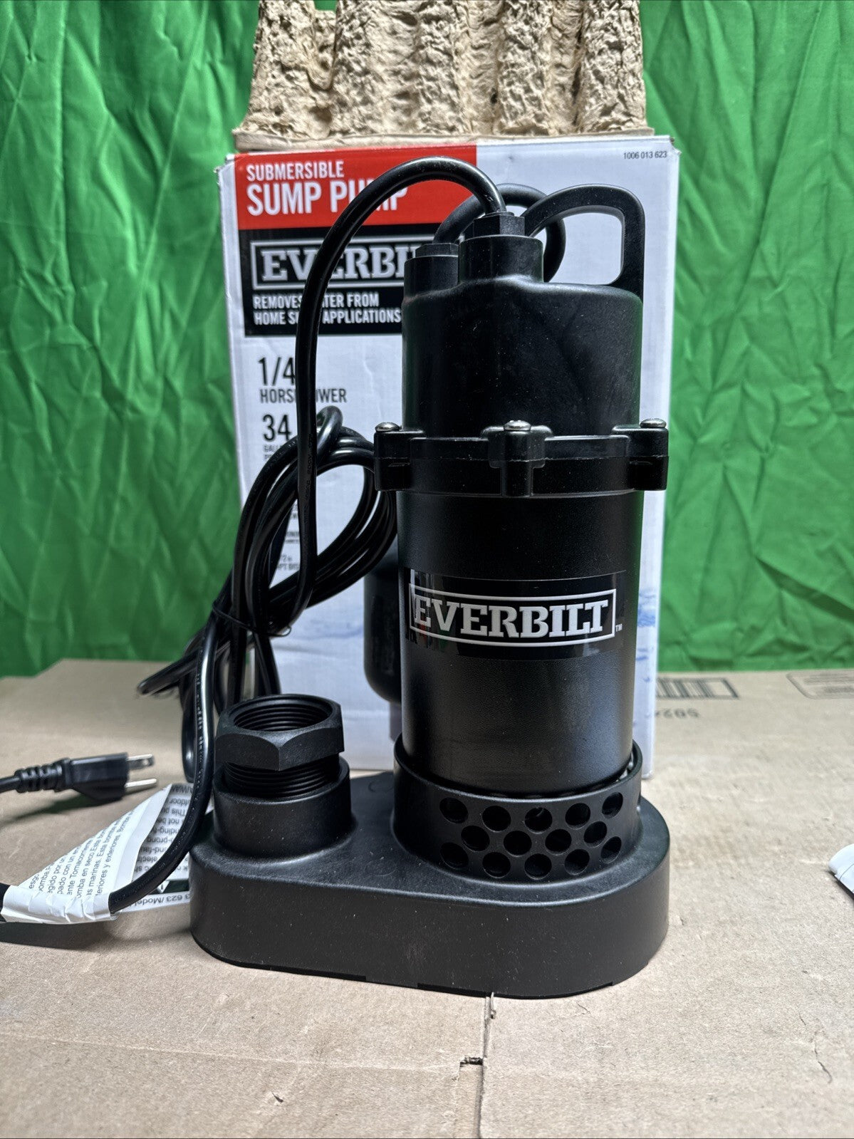 Everbilt 1/4 HP Aluminum Sump Pump w/ Tether Float Switch HDSP25W NEW OPEN BOX—-