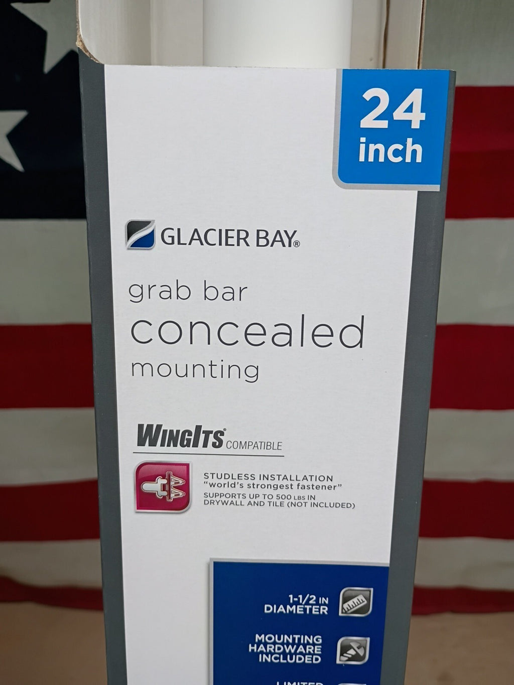 Glacier 068 GB11224WT 24" x 1-1/2" Concealed Screw ADA Compliant Grab Bar White