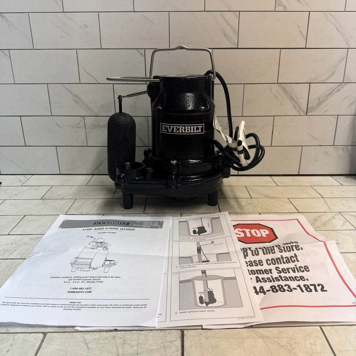Everbilt HDS50 1/2 HP Cast Iron Pro Grade Submersible Sump Pump OPEN BOX.