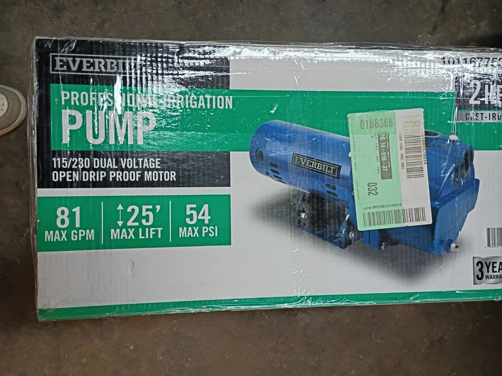 EVERBILT HDLS20 Professional Irrigation Pump Cast Iron 2HP NEW OPEN BOX