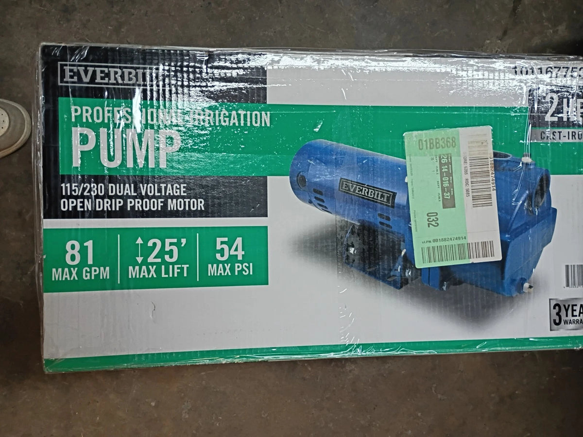 EVERBILT HDLS20 Professional Irrigation Pump Cast Iron 2HP NEW OPEN BOX
