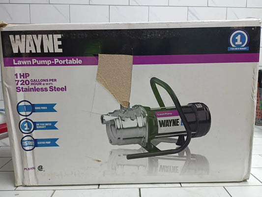 Wayne PLS100 1HP Portable Lawn Sprinkling Pump 115V 720GPH STAINLESS STEEL USED