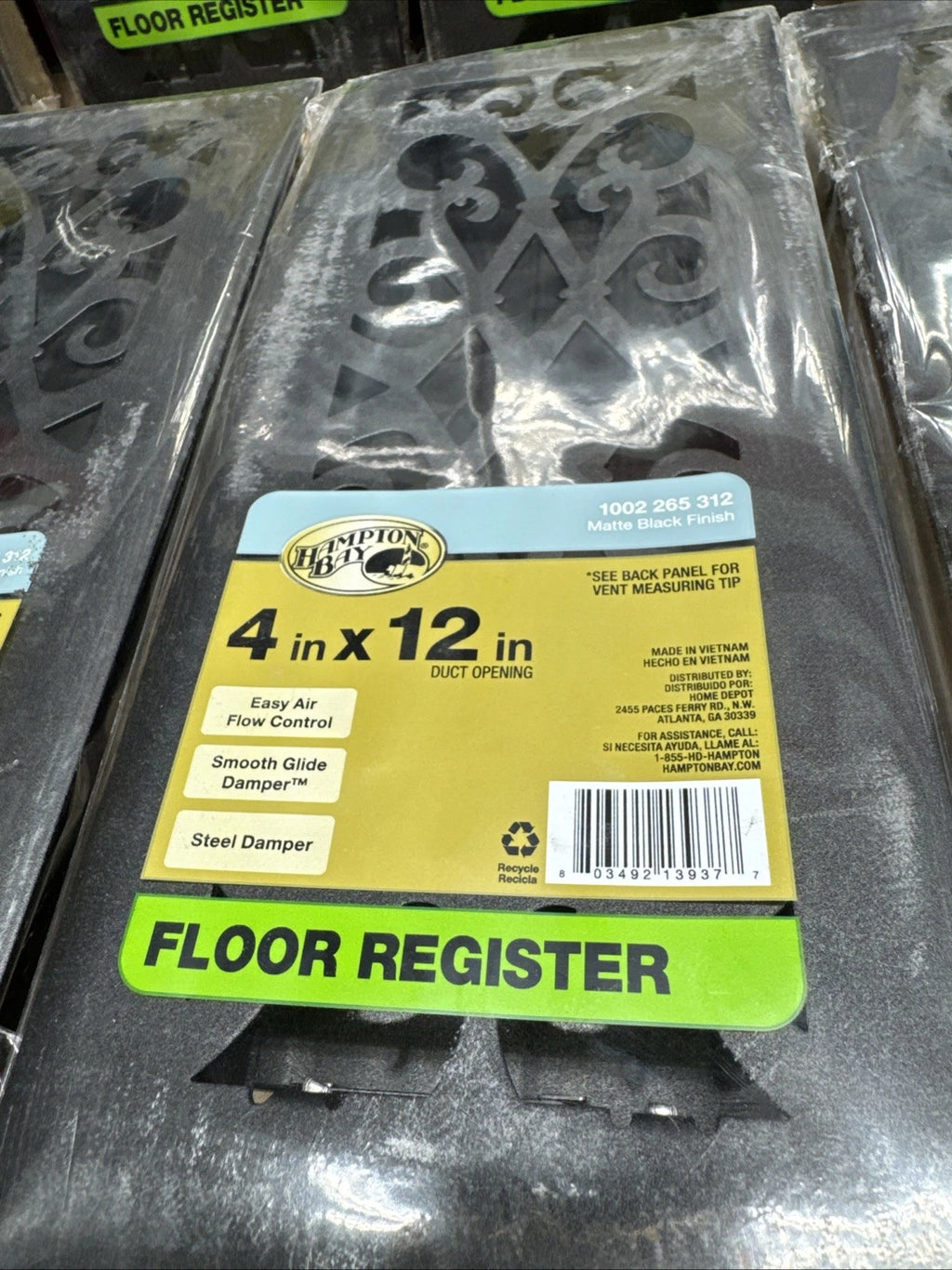 Lot Of 10 Hampton Bay Elegant Scroll 4 in. x 12 in. Steel Floor Register
